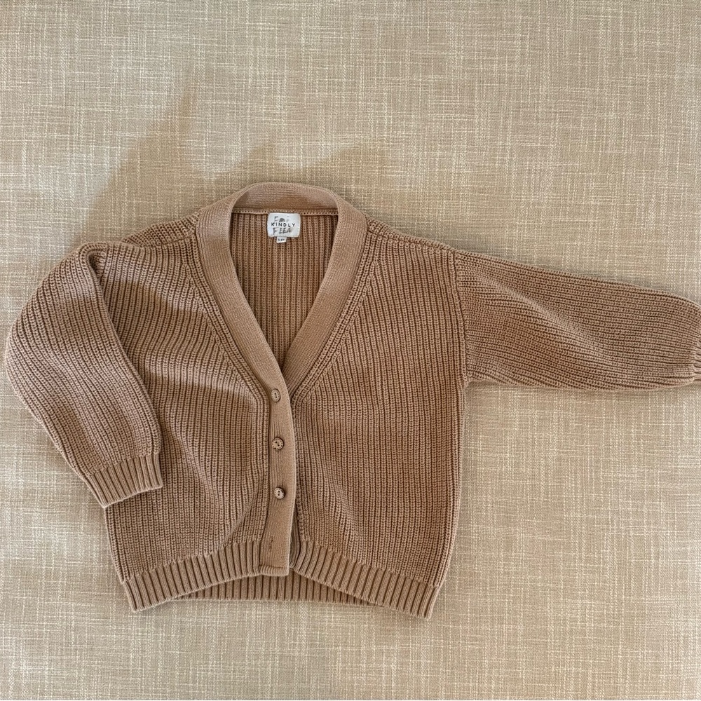 Taupe Knit Kids Cardigan Sweater